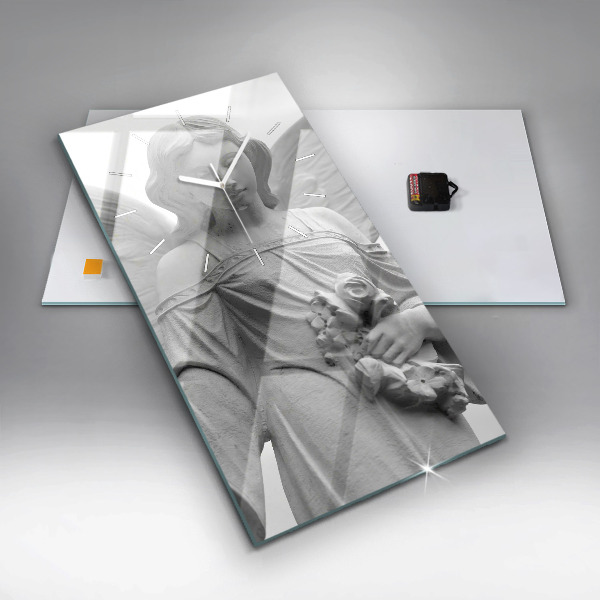 Vertikální skleněné hodiny Stará socha anděla