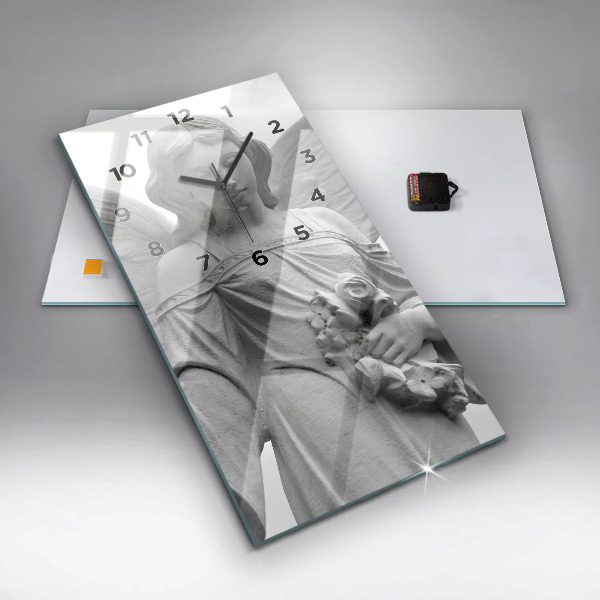 Vertikální skleněné hodiny Stará socha anděla