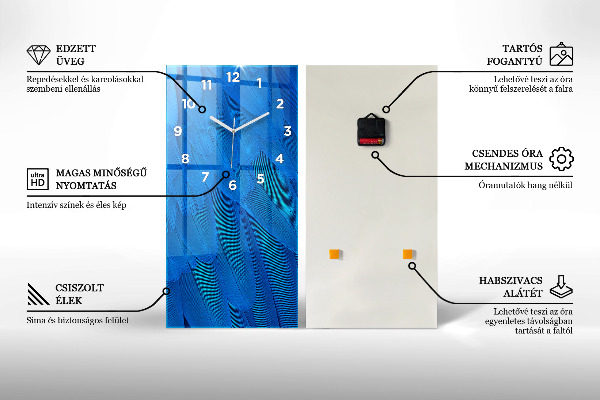 Vertikální skleněné hodiny Zelenina