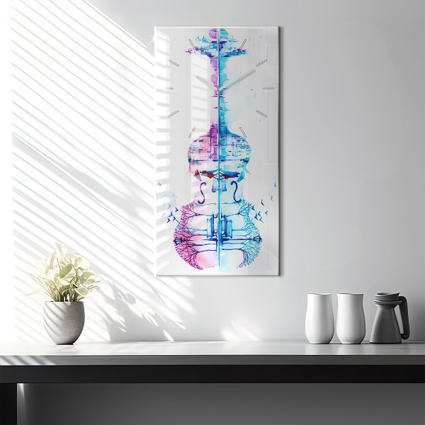 Vertikální skleněné hodiny Jezero v parku Cello
