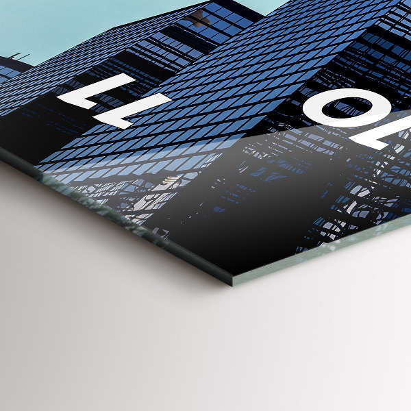 Vertikální skleněné hodiny Letadlo nad budovami