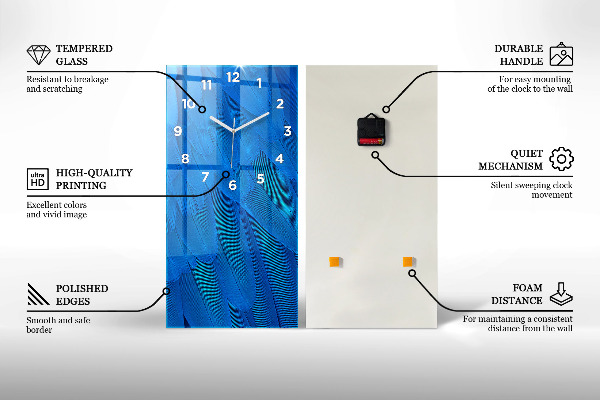 Vertikální skleněné hodiny Vlajka USA ve vintage stylu