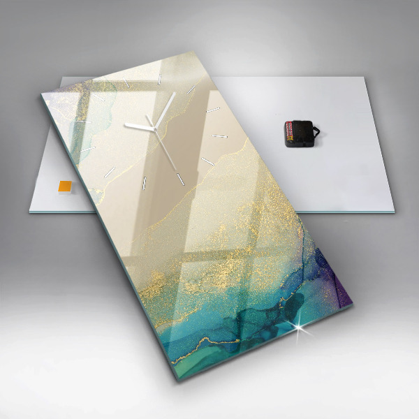 Vertikální skleněné hodiny Barevná abstrakce