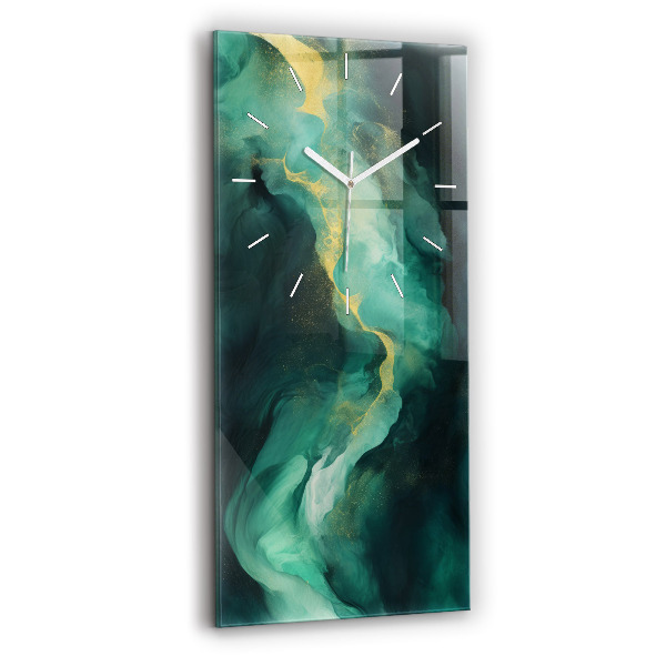 Vertikální nástěnné hodiny Zelený mramor