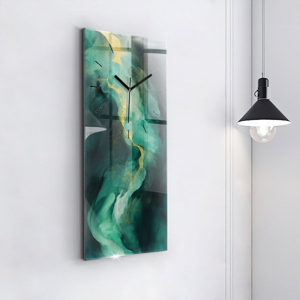 Vertikální nástěnné hodiny Zelený mramor