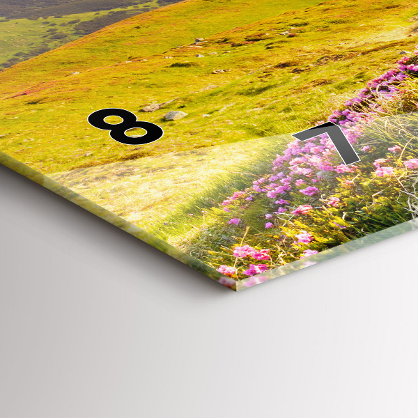 Horizontální hodiny na skle Horská krajina