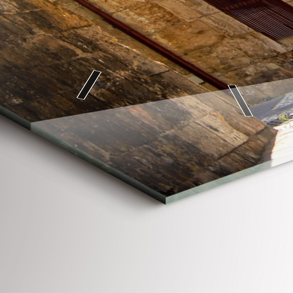 Horizontální hodiny na skle Malebná ulice na Rhodosu