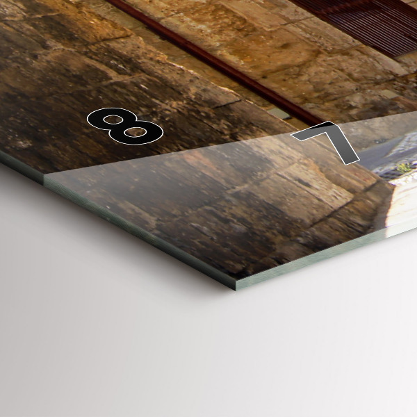 Horizontální hodiny na skle Malebná ulice na Rhodosu