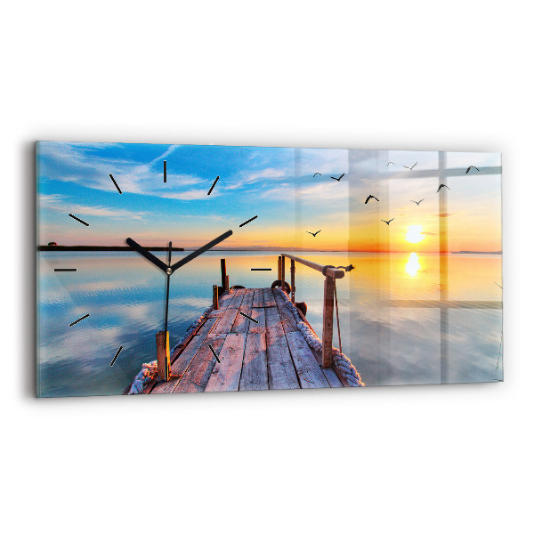 Horizontální hodiny na skle Jezerní most