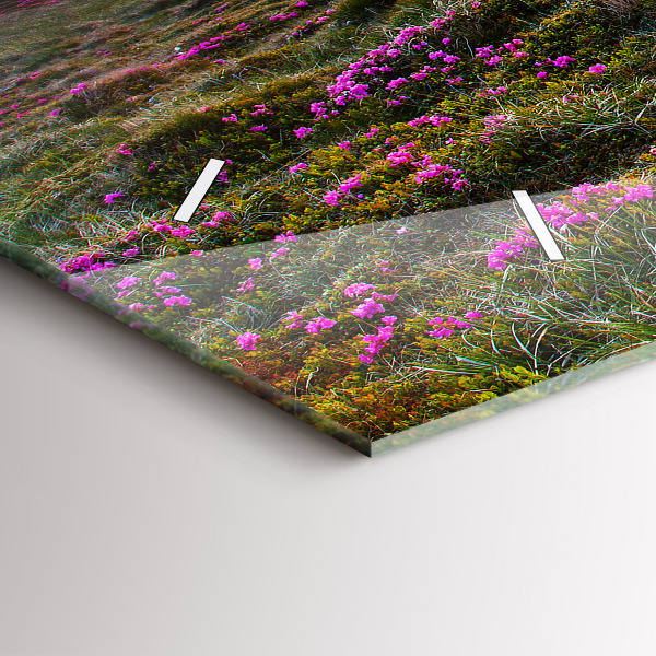 Horizontální hodiny na skle Květiny při východu slunce