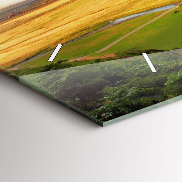 Horizontální hodiny na skle Vodopád na Islandu