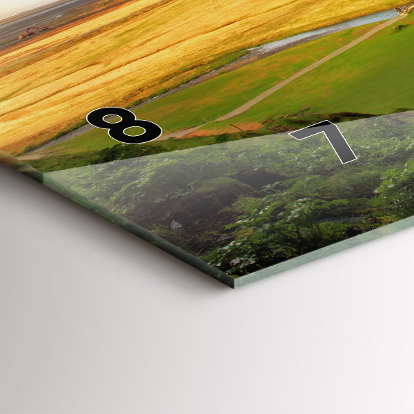 Horizontální hodiny na skle Vodopád na Islandu