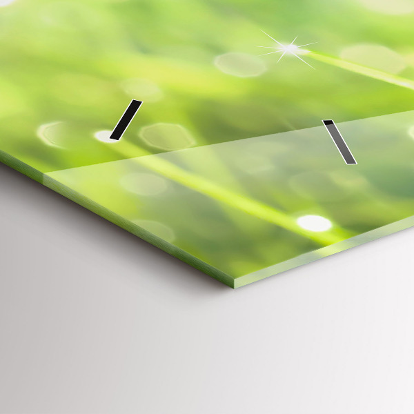 Horizontální hodiny na skle Zelená tráva