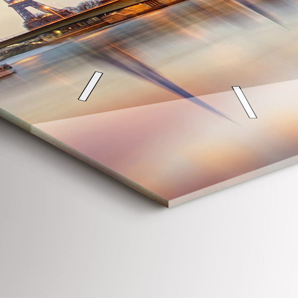 Horizontální skleněné hodiny na stěnu Panorama s Eiffelovou věží