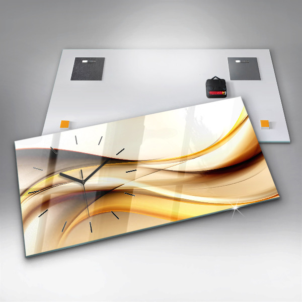 Horizontální hodiny na skle Vlna abstraktní