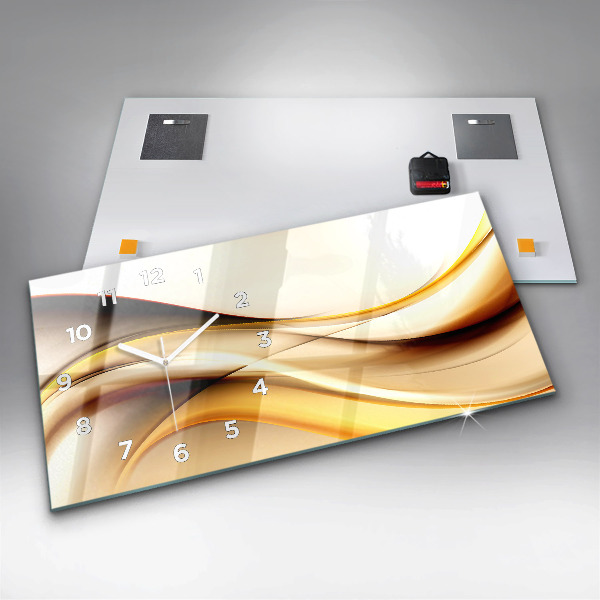 Horizontální hodiny na skle Vlna abstraktní