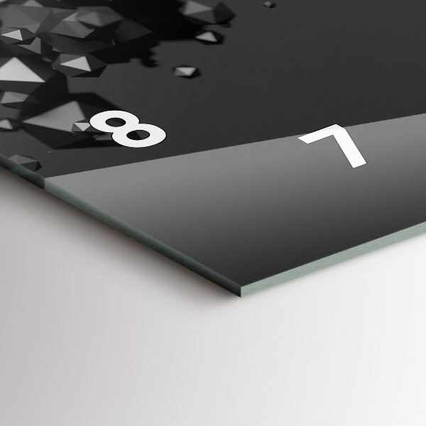 Horizontální hodiny na skle Černá abstrakce