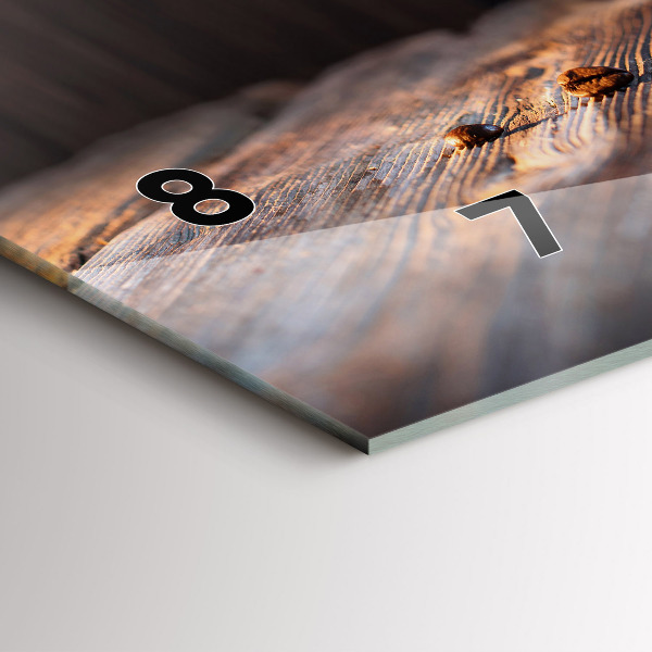 Horizontální hodiny na skle Šálek kávy