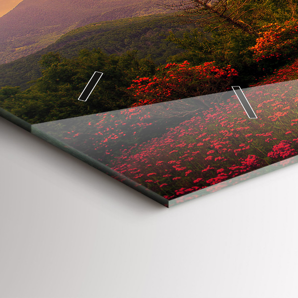 Horizontální hodiny na skle Strom se srdcem lásky