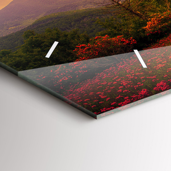 Horizontální hodiny na skle Strom se srdcem lásky