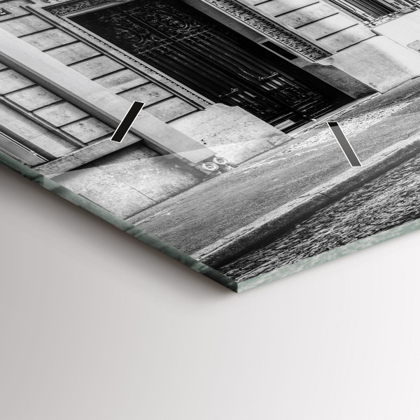 Horizontální hodiny na skle Staré auto město