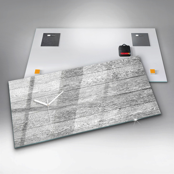 Horizontální hodiny na skle Dřevěné panely