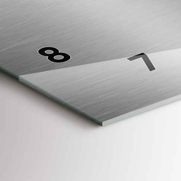 Horizontální skleněné hodiny na stěnu Šedá kovová abstrakce