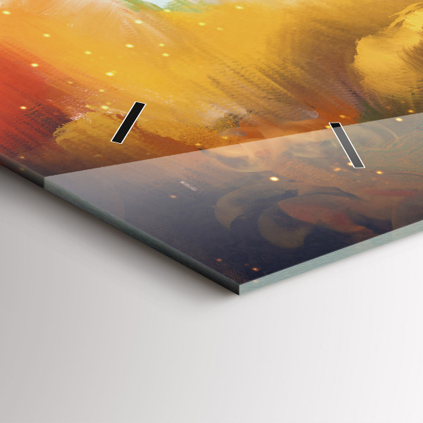 Horizontální hodiny na skle Abstraktní obraz