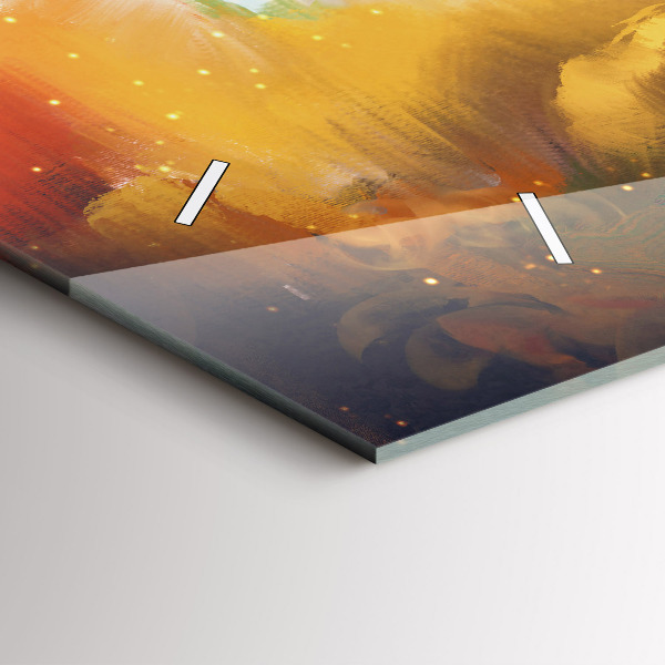 Horizontální hodiny na skle Abstraktní obraz