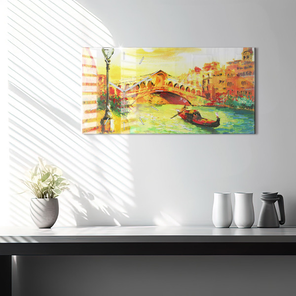 Horizontální hodiny na skle Benátský most Rialto