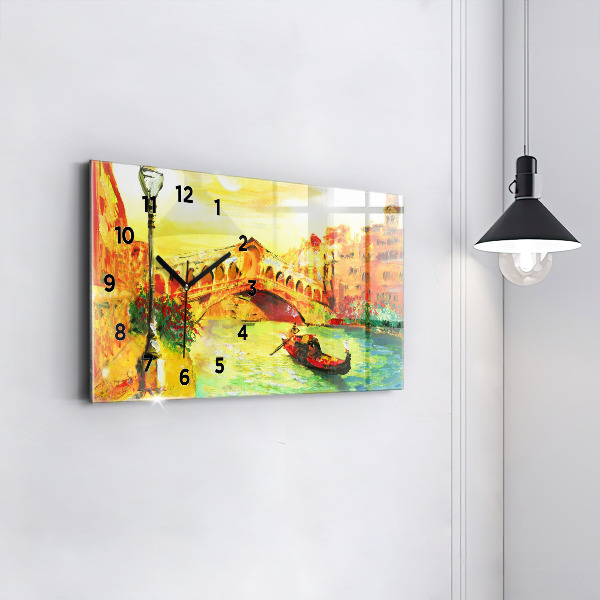 Horizontální hodiny na skle Benátský most Rialto