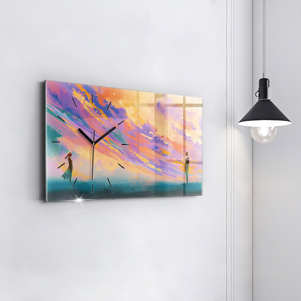 Horizontální hodiny na skle Platonická láska