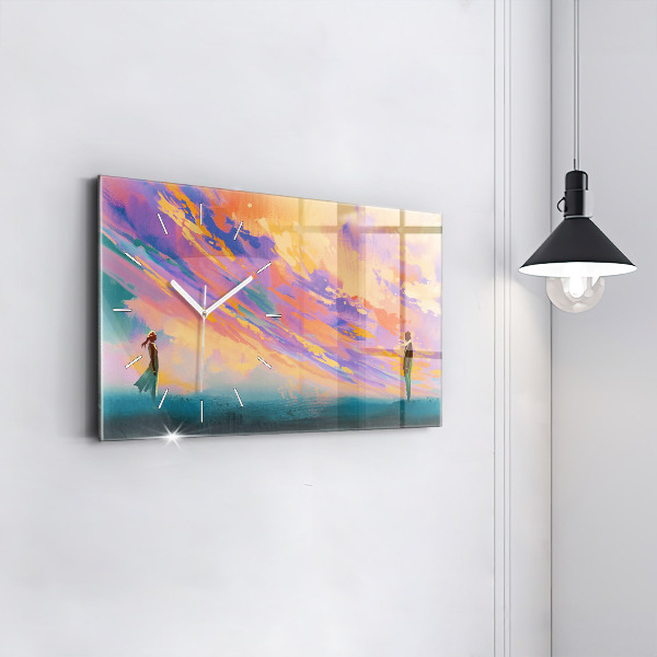 Horizontální hodiny na skle Platonická láska