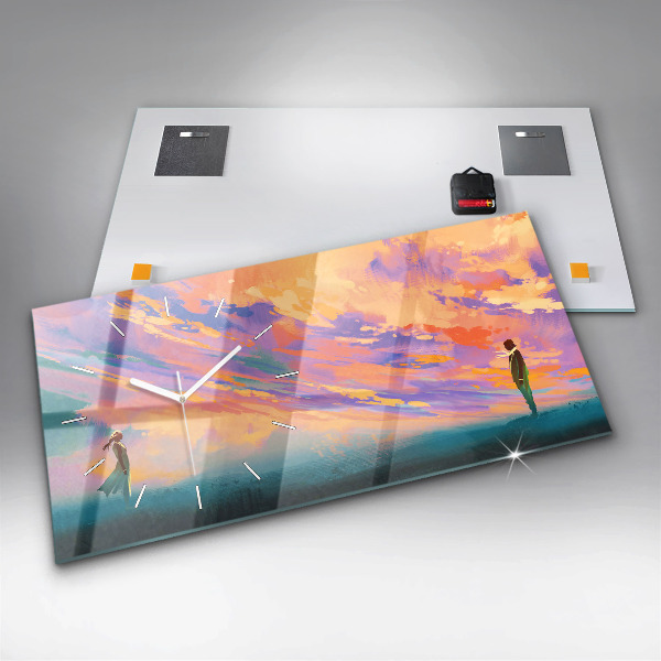 Horizontální hodiny na skle Platonická láska