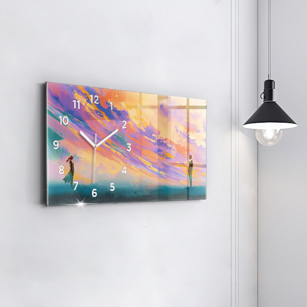 Horizontální hodiny na skle Platonická láska