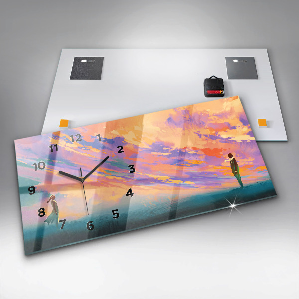 Horizontální hodiny na skle Platonická láska