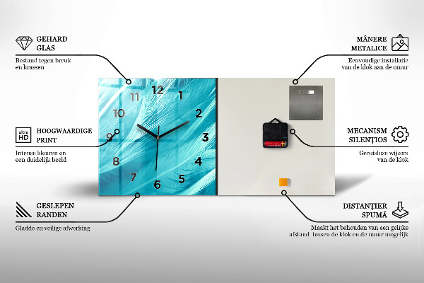 Horizontální hodiny na skle Platonická láska