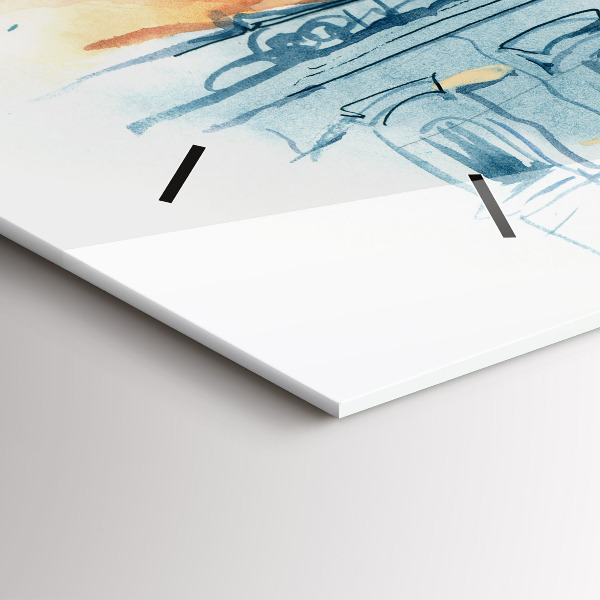 Horizontální hodiny na skle Lidé na akvarelu