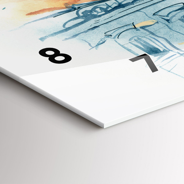 Horizontální hodiny na skle Lidé na akvarelu