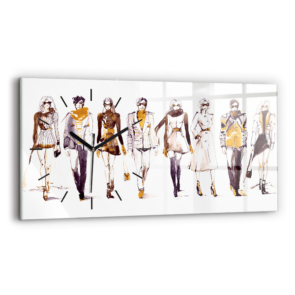 Horizontální hodiny na skle Žena a muž