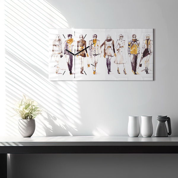 Horizontální hodiny na skle Žena a muž