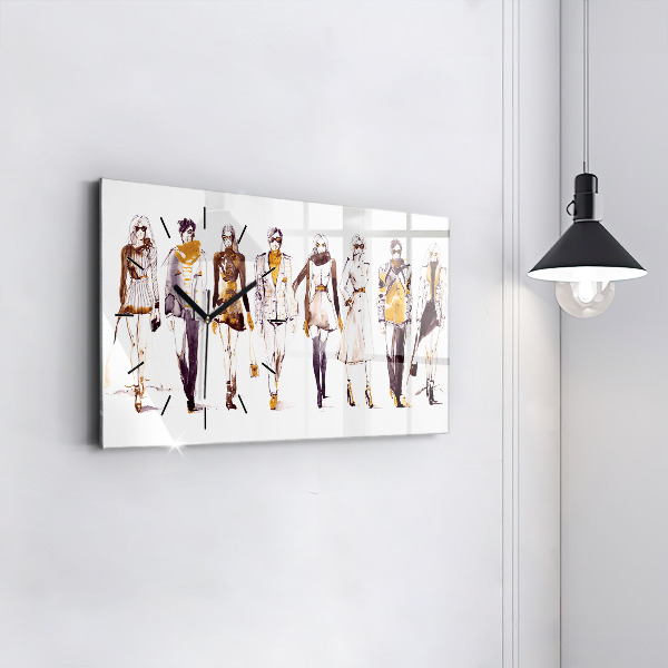 Horizontální hodiny na skle Žena a muž