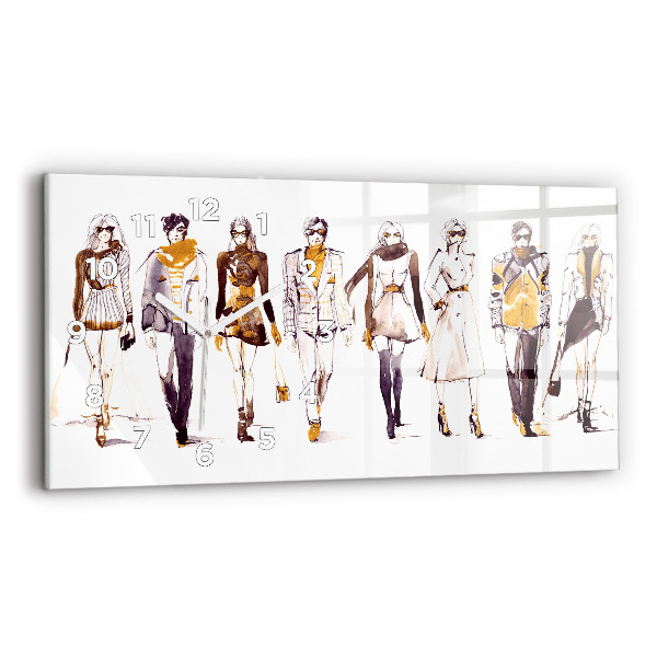 Horizontální hodiny na skle Žena a muž