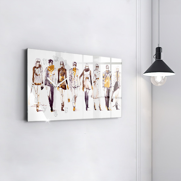 Horizontální hodiny na skle Žena a muž