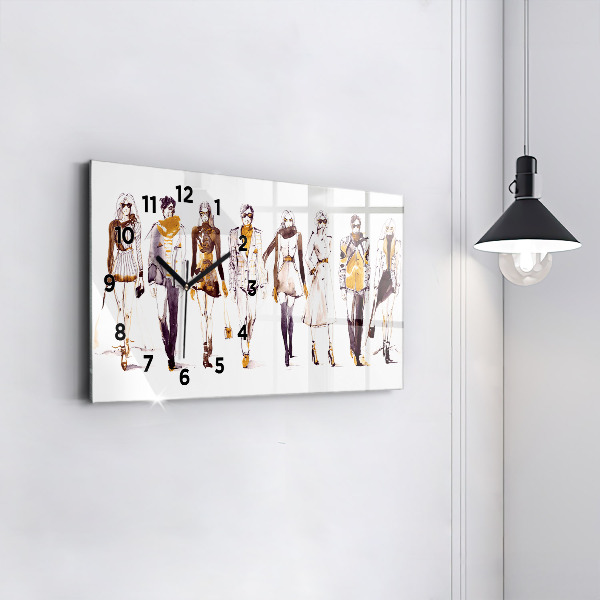 Horizontální hodiny na skle Žena a muž