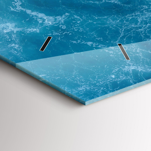 Horizontální hodiny na skle Mořská voda