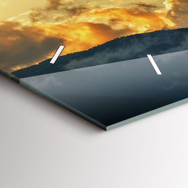 Horizontální hodiny na skle Let balonu v oblacích