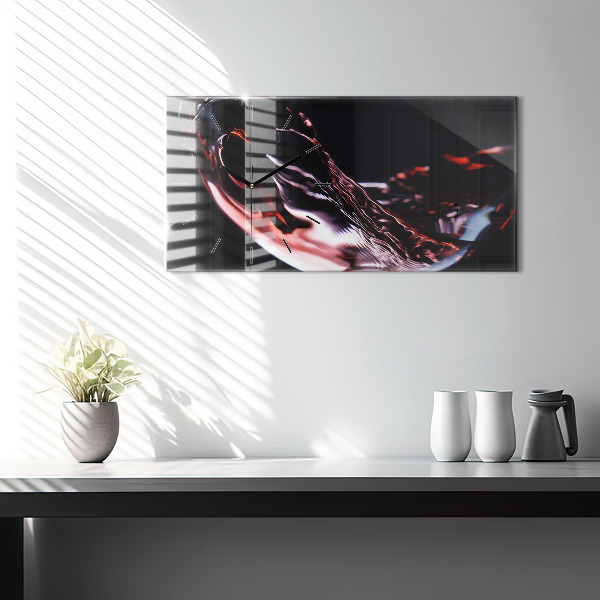 Horizontální hodiny na skle Sklenice vína