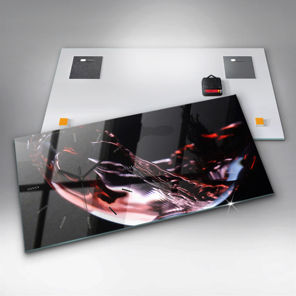 Horizontální hodiny na skle Sklenice vína