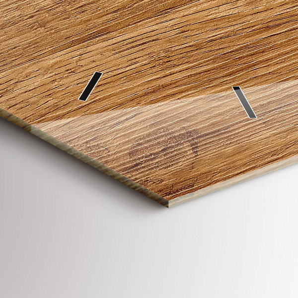 Horizontální hodiny na skle Světlé dřevo